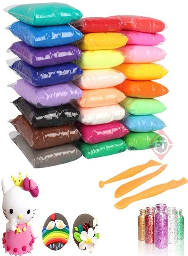 Firstly Traders Rakhi Special 12 Color Air Dry Clay+ Glitter DIY Crafts Kit Set for Girls and Boys with Art and Craft Supplies for Kids for 8-10 , Age 9-12 , Age 12-16 Old - Image 1